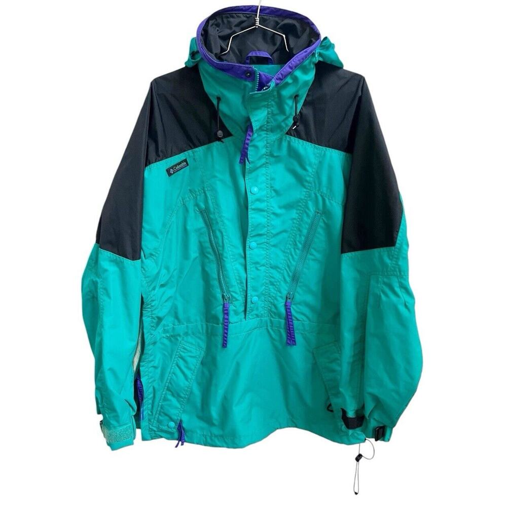 Columbia Men Vtg Radial Slv Sz M Green Ski Snowboard Windbreaker Jacket Pullover